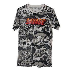 Vibes Savage Cartoon Logo Men's T-shirt Size Medium